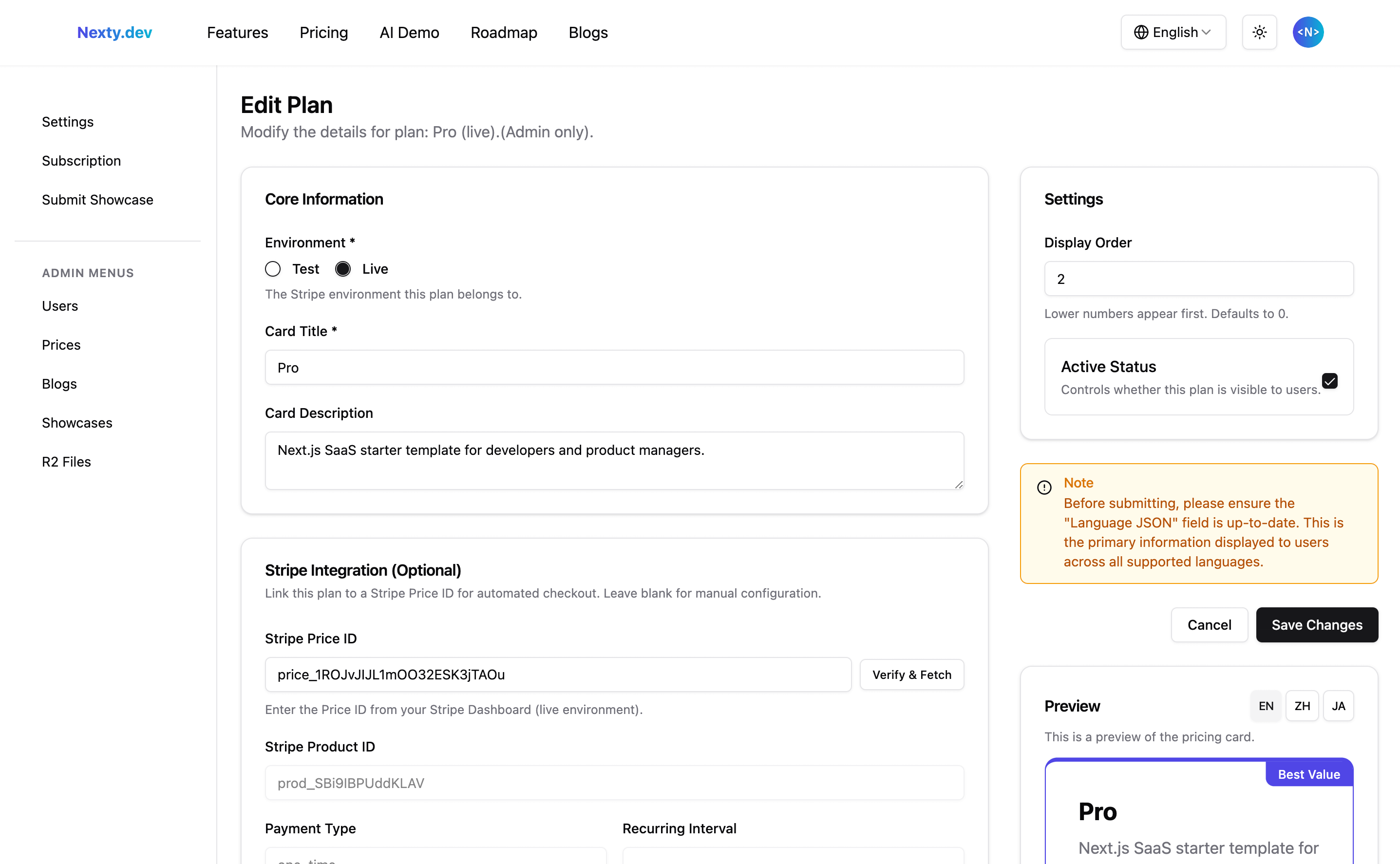 nexty.dev prices form