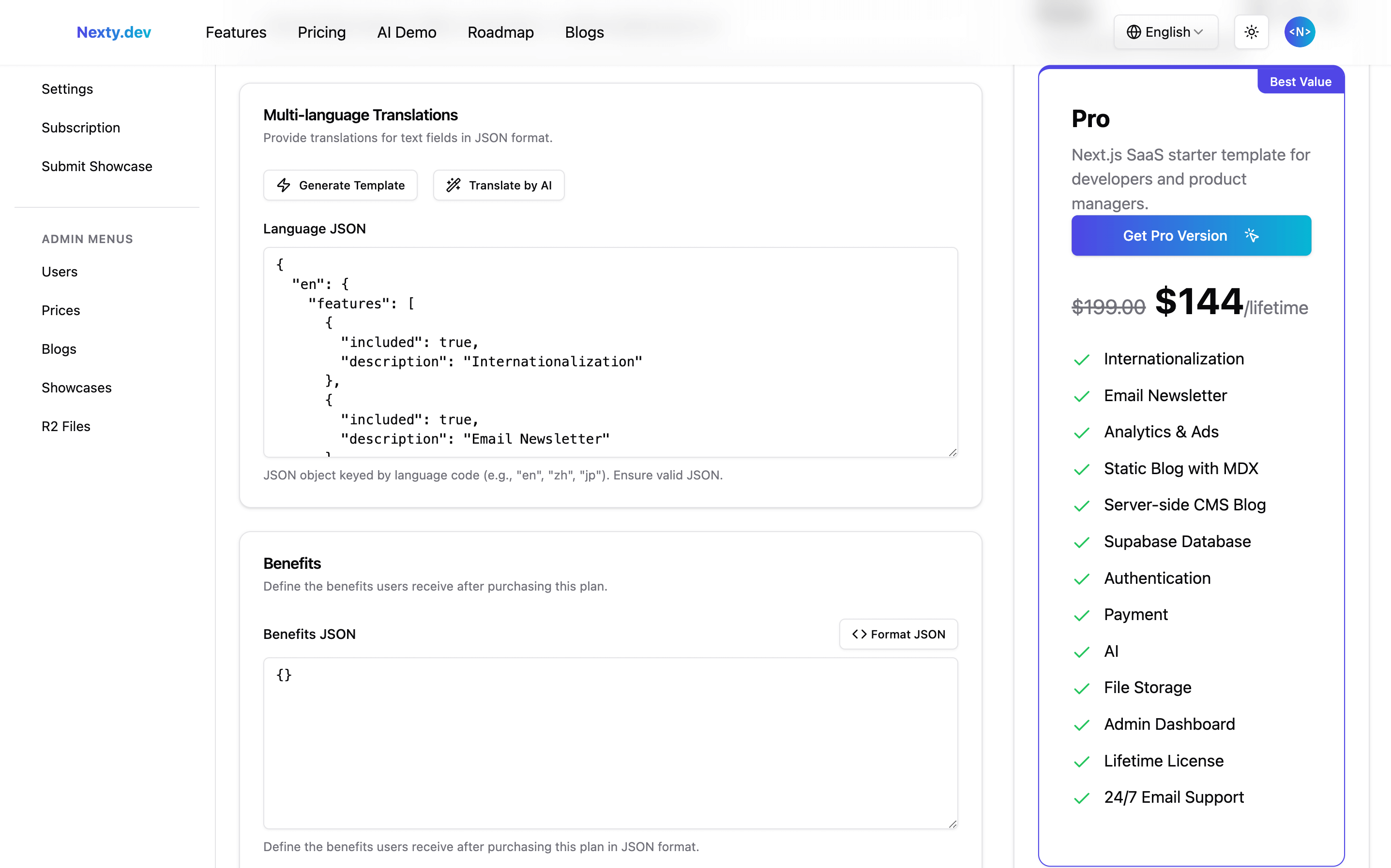 nexty.dev prices form